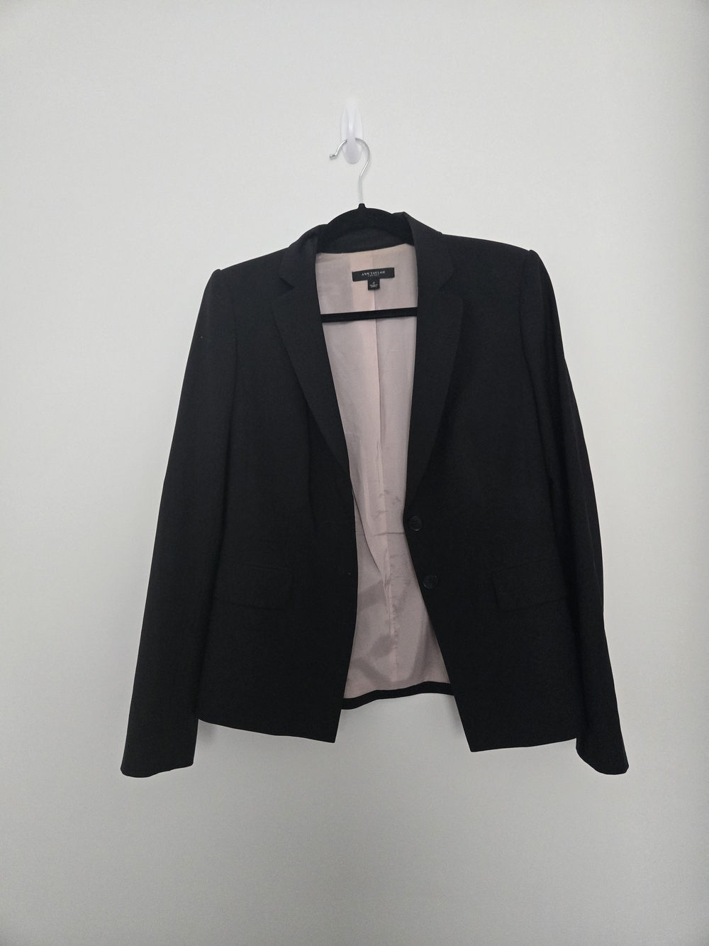 Ann Taylor Black Blazer with Blush Pink Lining